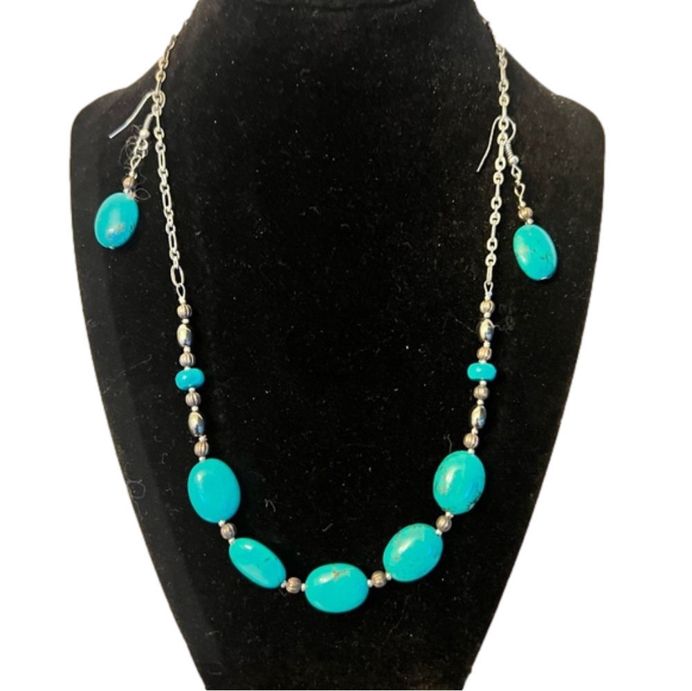 Turquoise Necklace and Earrings
